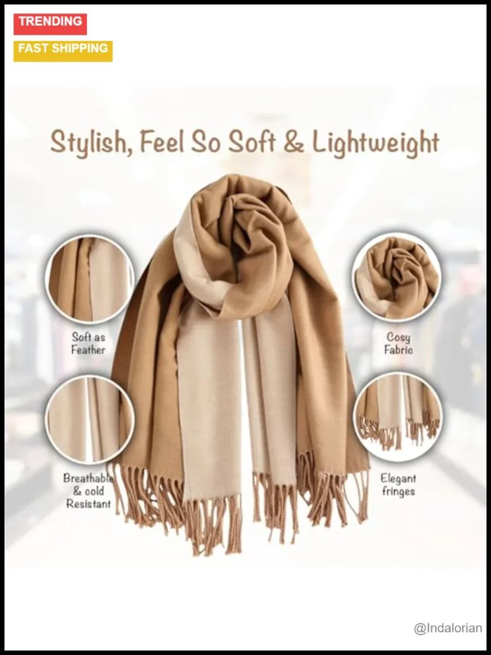 Reversible Winter Scarf Cashmere-Like Softness Warm Wrap Shawl
